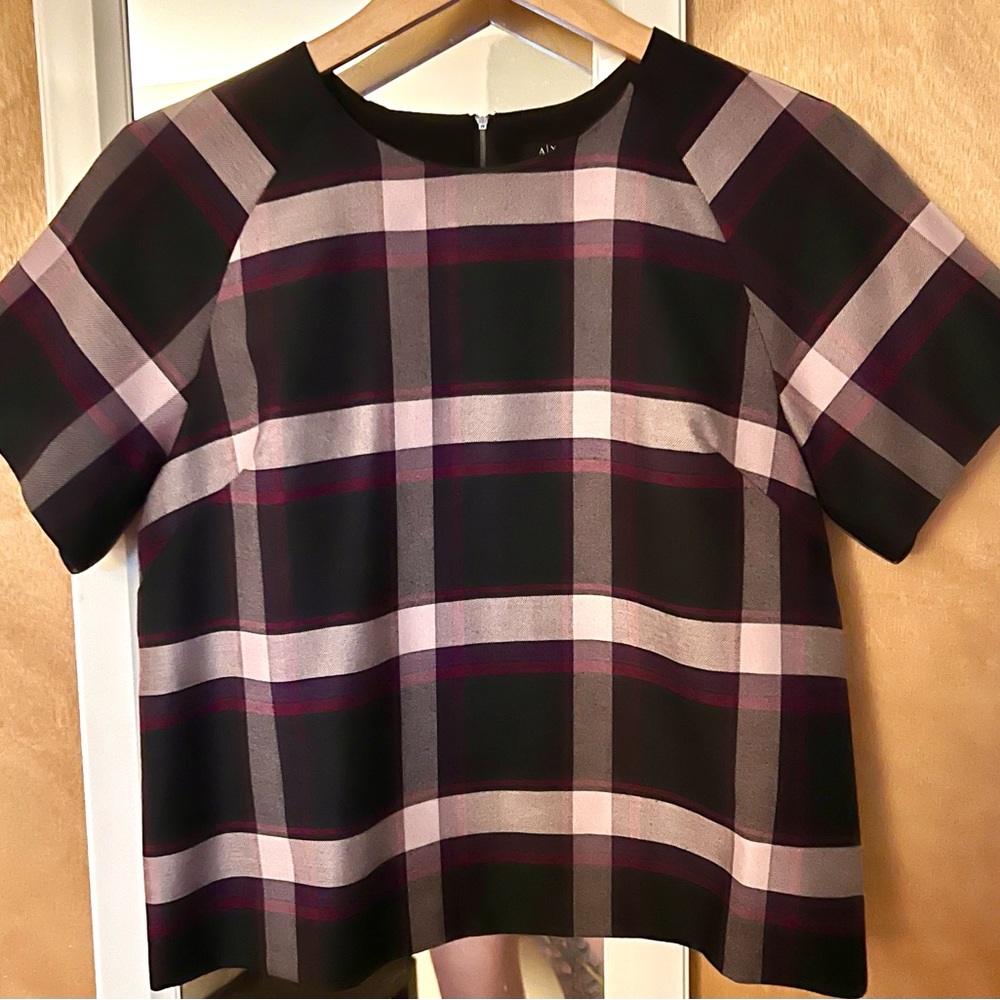 ‘Pretty in Plaid’ Blouse/Structured “Tee” - Purple, Pink, Black, Soft, Comfy…